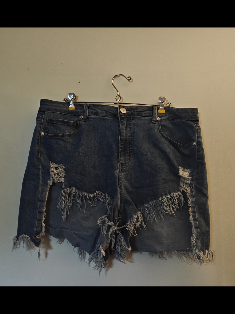 Fashion to Figure Frayed Dark Blue Distressed Denim Shorts